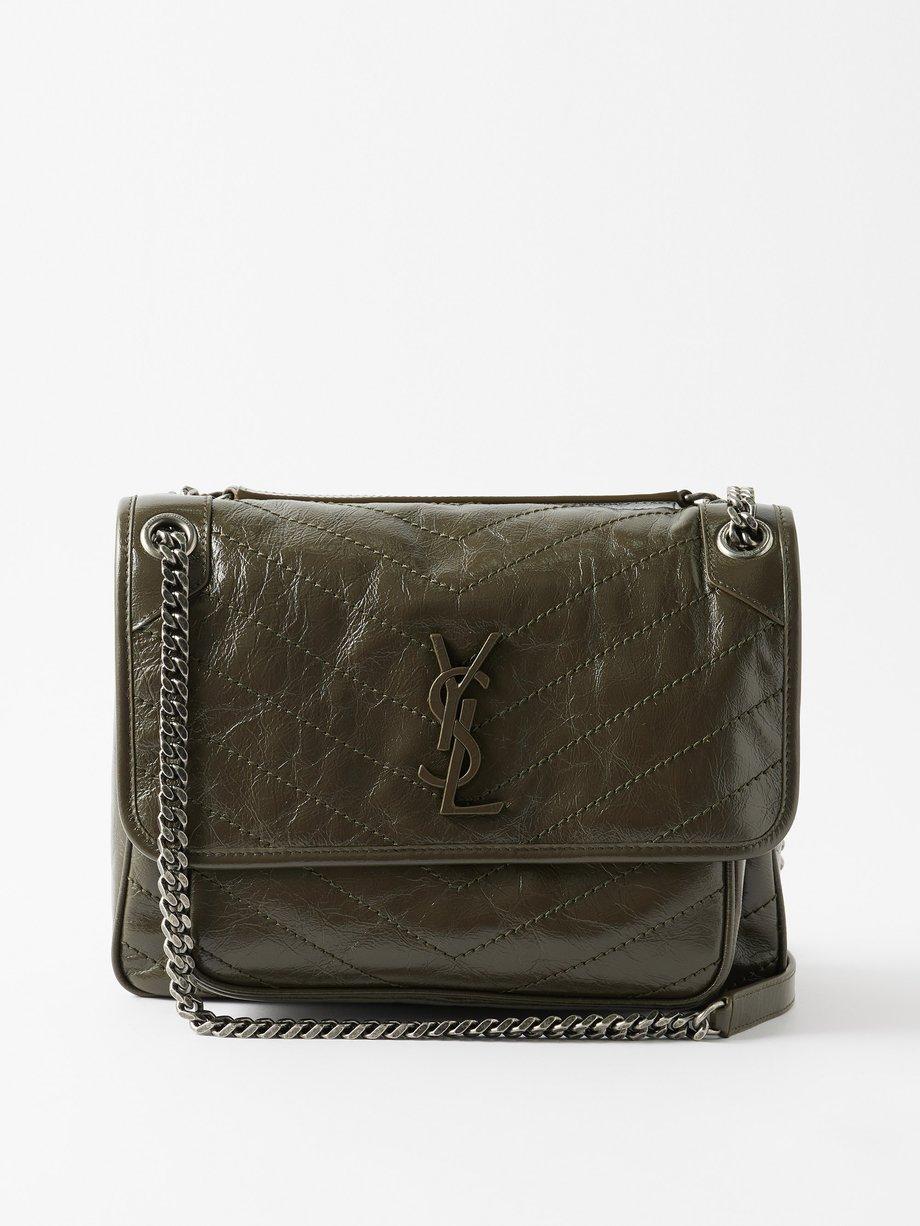 Niki medium YSL-plaque crinkled-leather bag by SAINT LAURENT