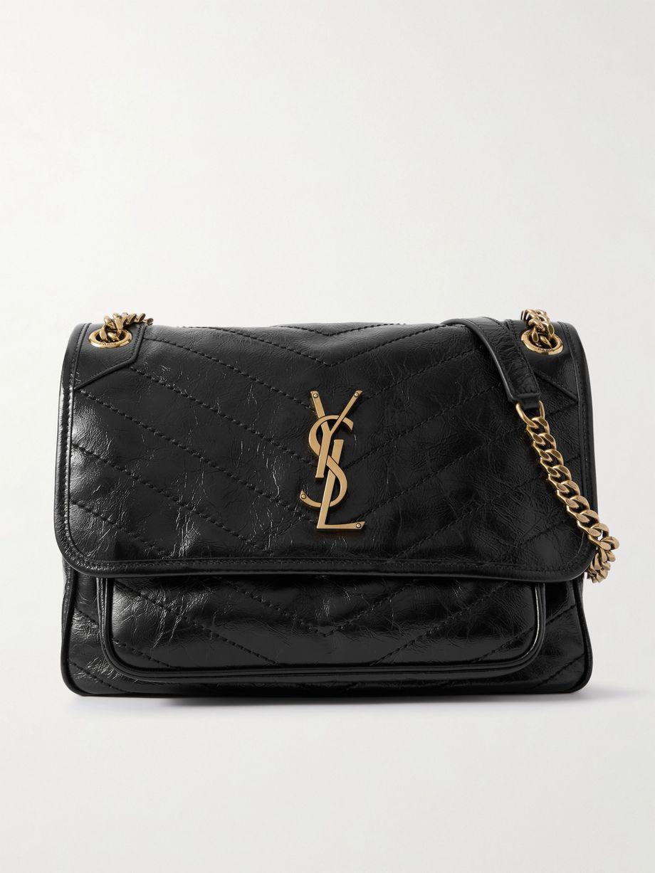 Niki medium crinkled glossed-leather shoulder bag by SAINT LAURENT