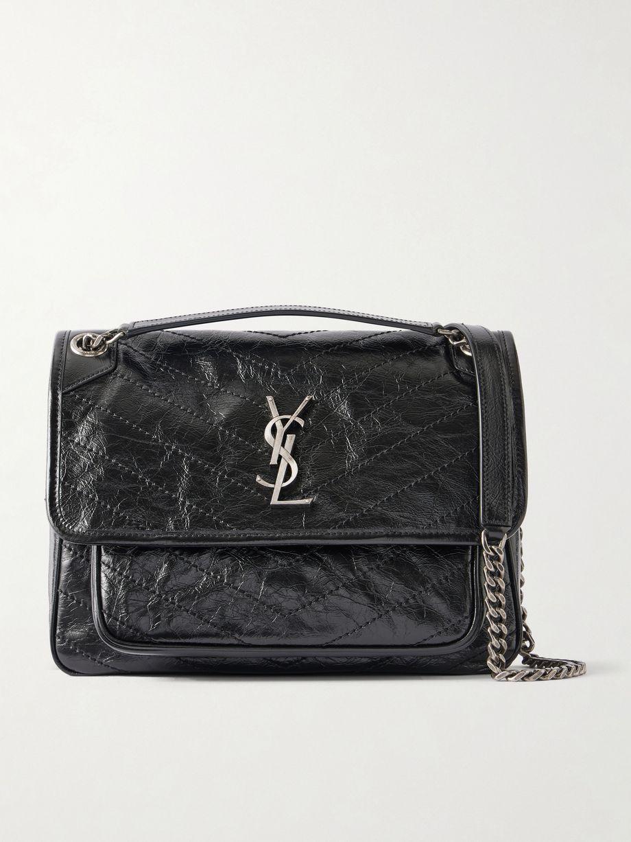Niki medium crinkled glossed-leather shoulder bag by SAINT LAURENT