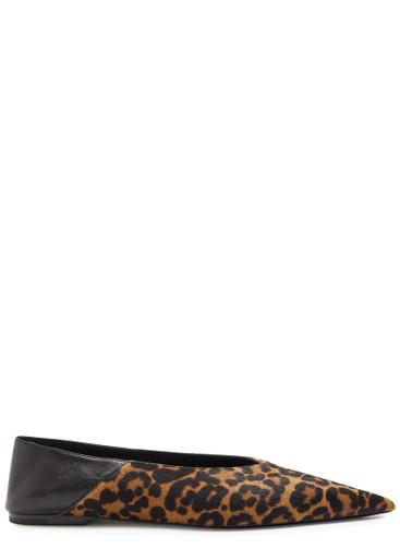 Nour leopard-print calf-hair flats by SAINT LAURENT