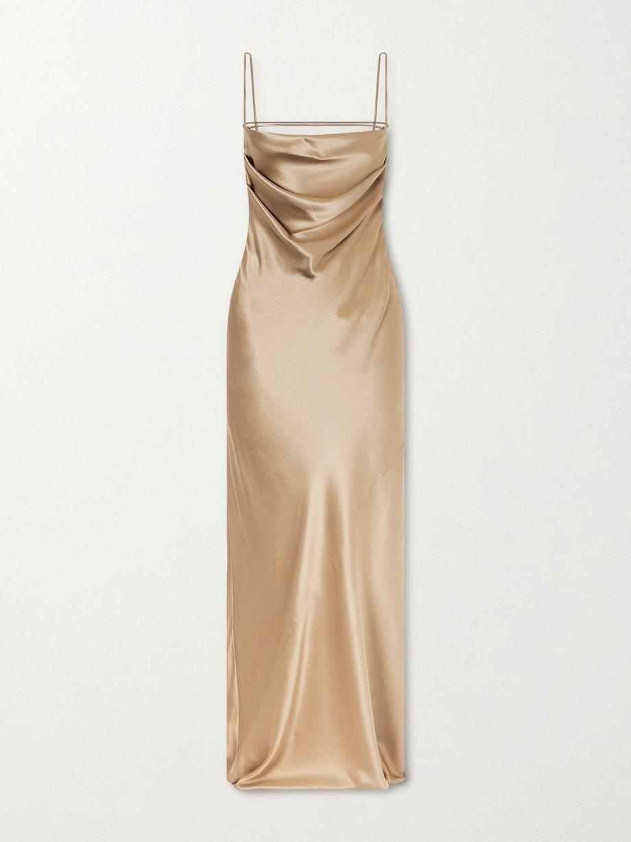 Open-back draped silk-satin maxi dress by SAINT LAURENT
