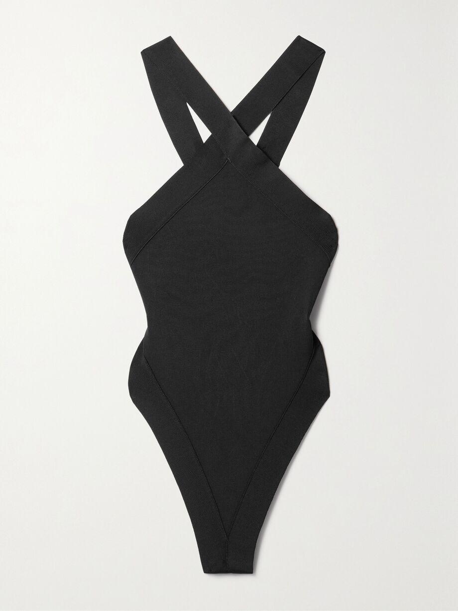 Open-back stretch-knit thong bodysuit by SAINT LAURENT Open-back stretch-knit thong bodysuit by SAINT LAURENT