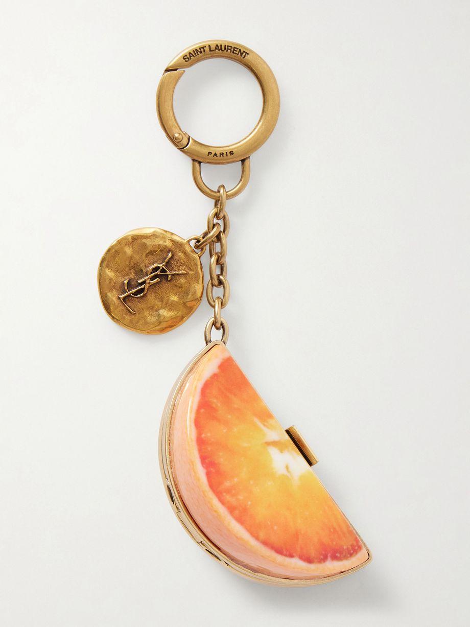 Orange gold-tone and resin bag charm by SAINT LAURENT
