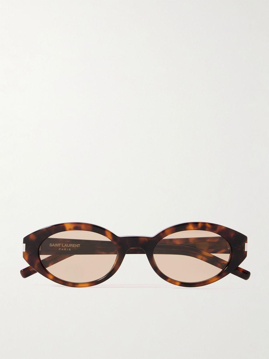 Oval-frame tortoiseshell acetate sunglasses by SAINT LAURENT
