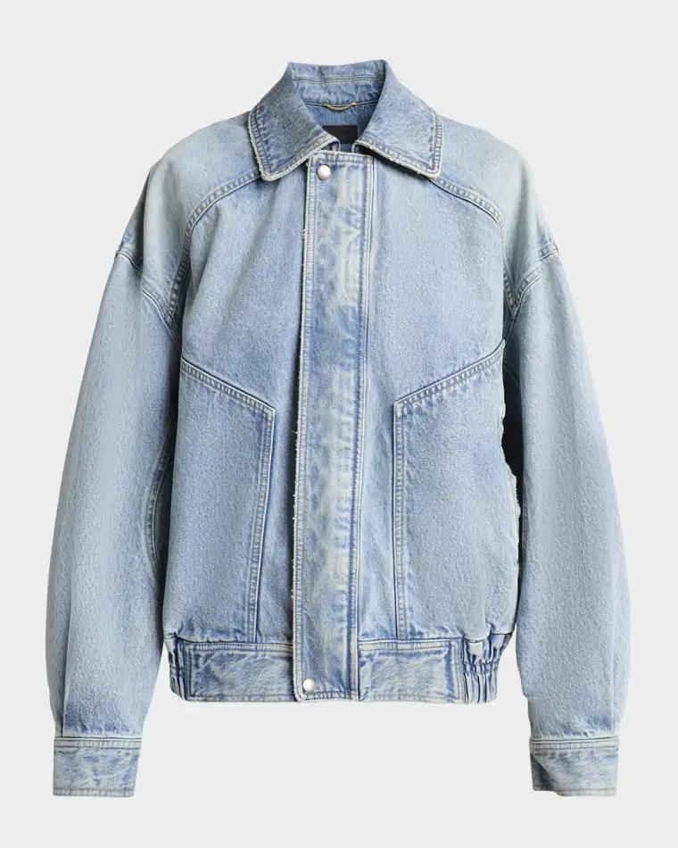 Oversized Denim Zip Shirt Jacket by SAINT LAURENT