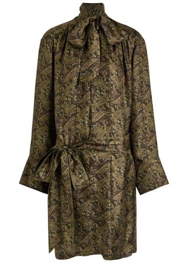 Paisley silk-twill midi dress by SAINT LAURENT
