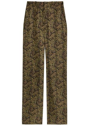 Paisley wide-leg silk-twill trousers by SAINT LAURENT
