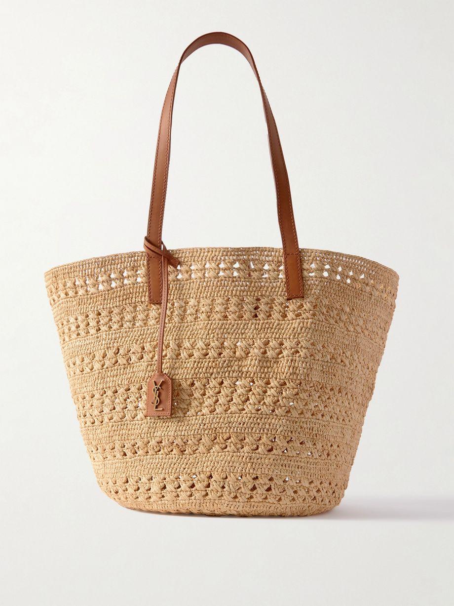 Panier medium leather-trimmed raffia tote by SAINT LAURENT