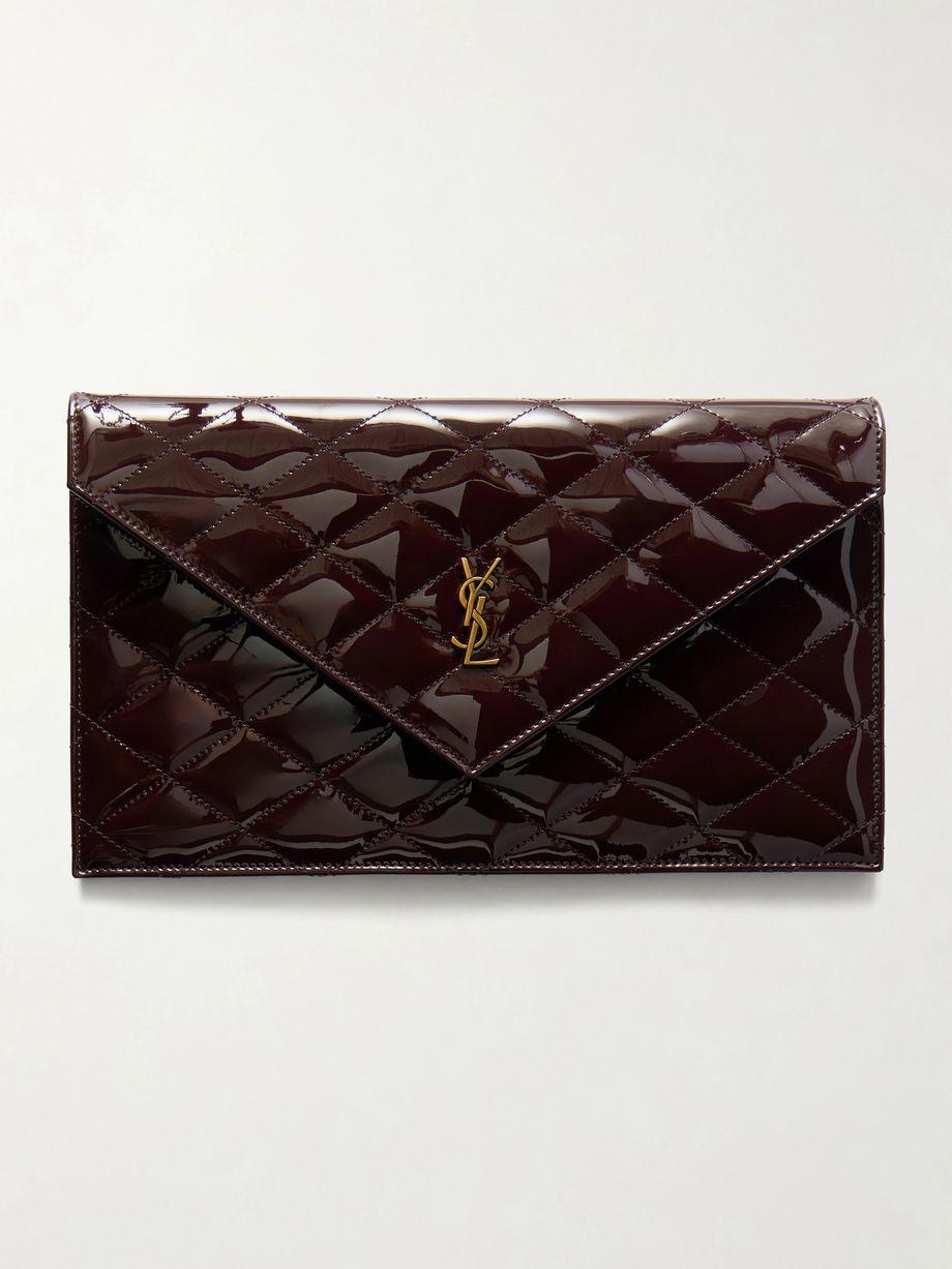 Paris Matelassé patent-leather clutch by SAINT LAURENT