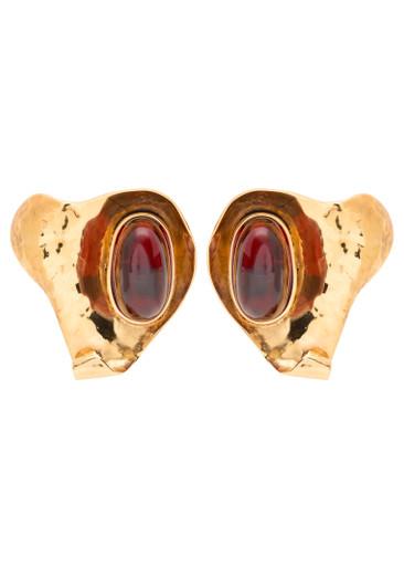 Petal sculpted clip-on drop earrings by SAINT LAURENT
