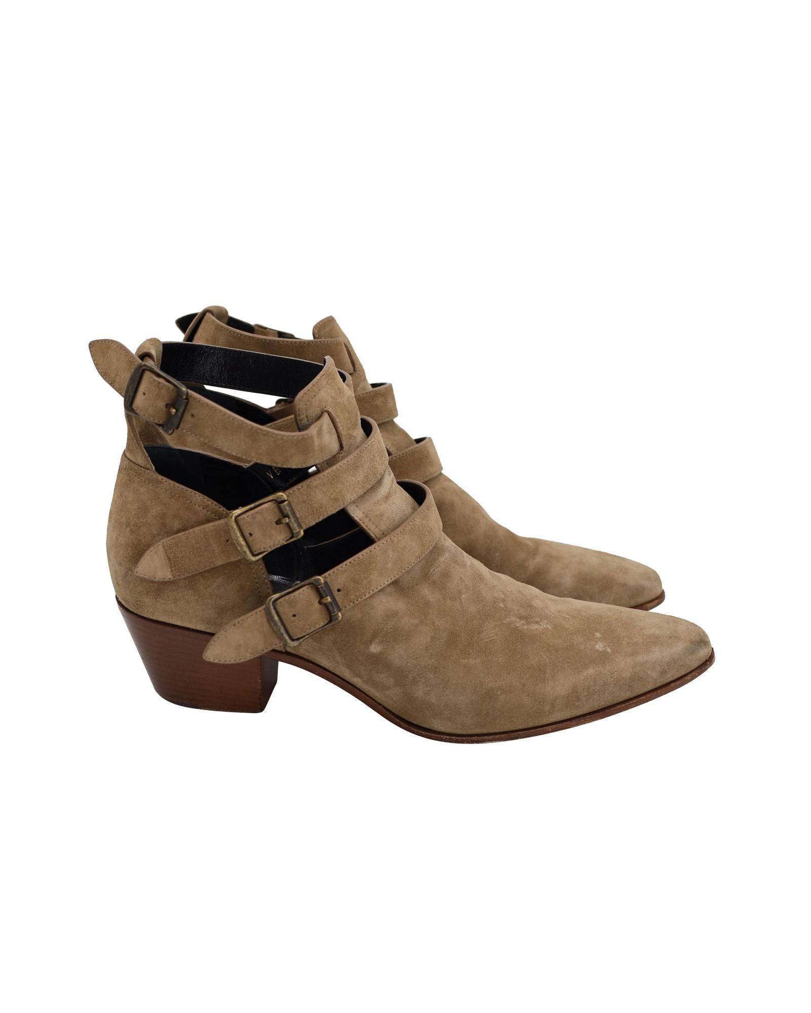Preloved Cutout Buckle Ankle Boots Wo - Beige by SAINT LAURENT