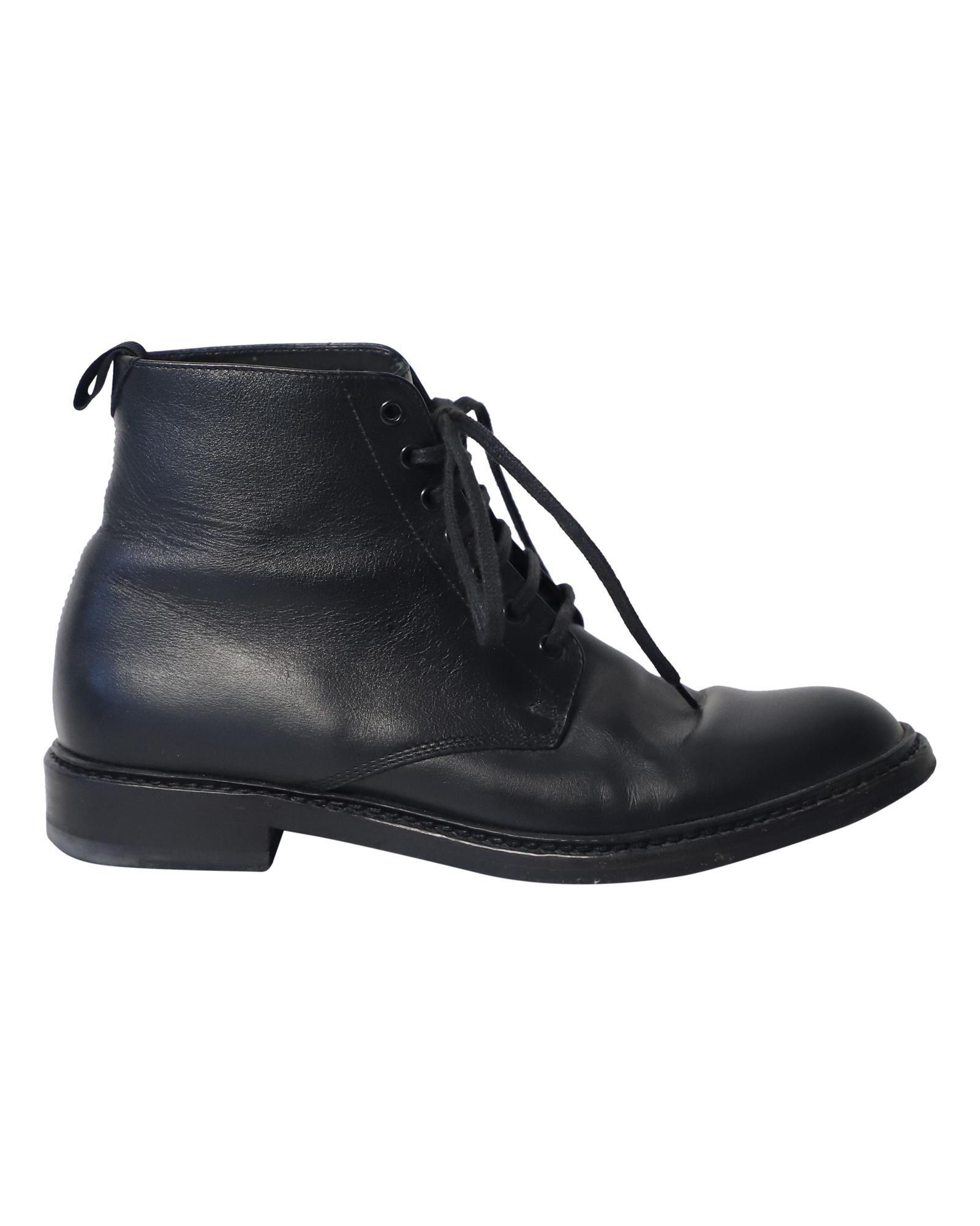 Preloved Leather Ankle Boots Wo - Black Flat Boots by SAINT LAURENT