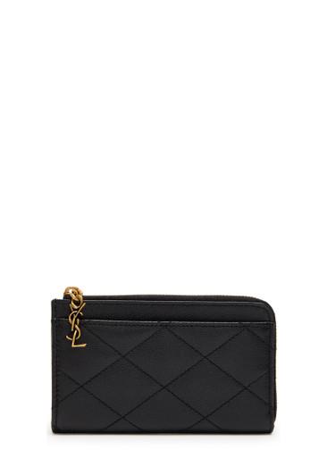 Quilted pebbled leather card holder by SAINT LAURENT