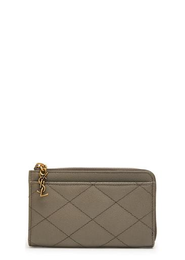 Quilted pebbled leather card holder by SAINT LAURENT