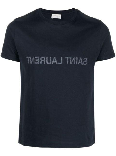 Reverse logo-print cotton T-shirt by SAINT LAURENT