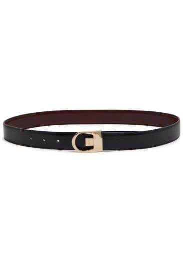 Reversible logo-engraved leather belt by SAINT LAURENT