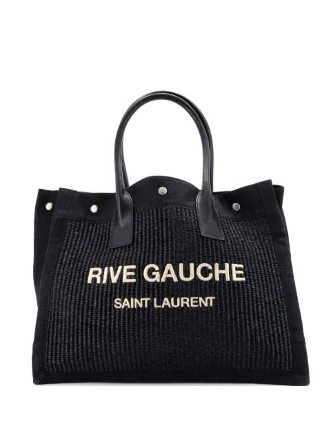 Rive Gauche Shopper Raffia with Canvas Small tote bag by SAINT LAURENT 