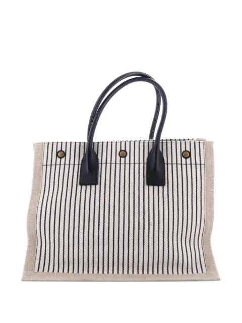 Rive Gauche Shopper Striped Canvas Small tote bag by SAINT LAURENT 