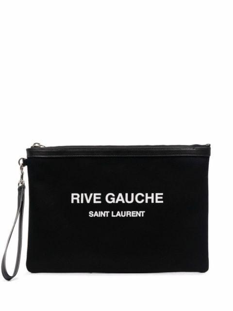 Rive Gauche logo-print clutch by SAINT LAURENT