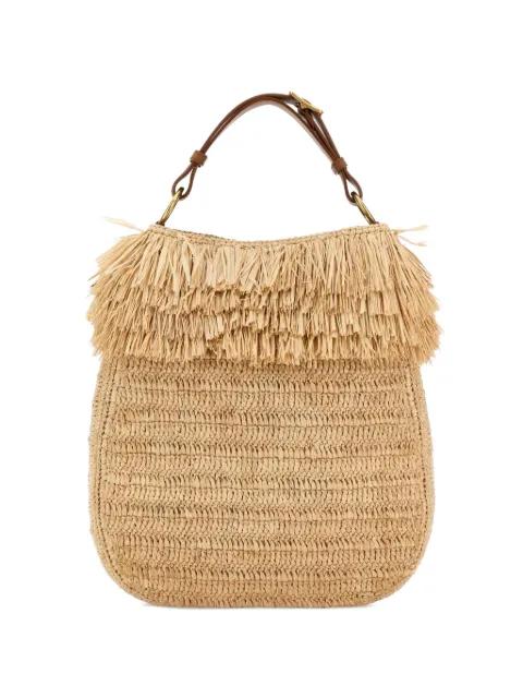 Roady raffia fringed tote bag by SAINT LAURENT