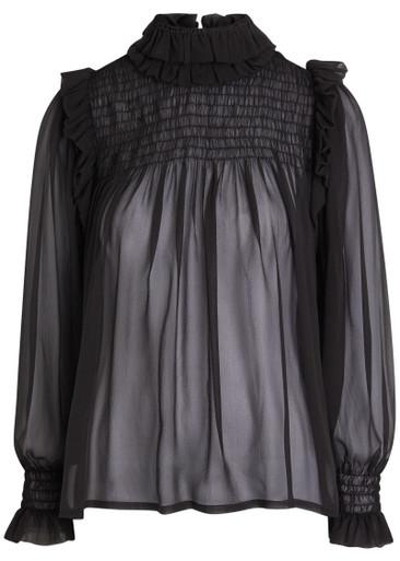 Ruffled sheer silk blouse by SAINT LAURENT