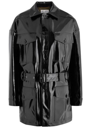 Saharienne belted vinyl jacket by SAINT LAURENT