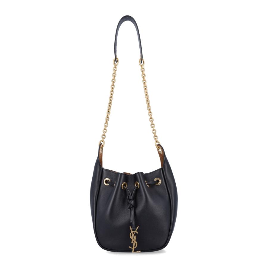 Saint Laurent Black Leather Supple Bucket Bag With Chain by SAINT LAURENT