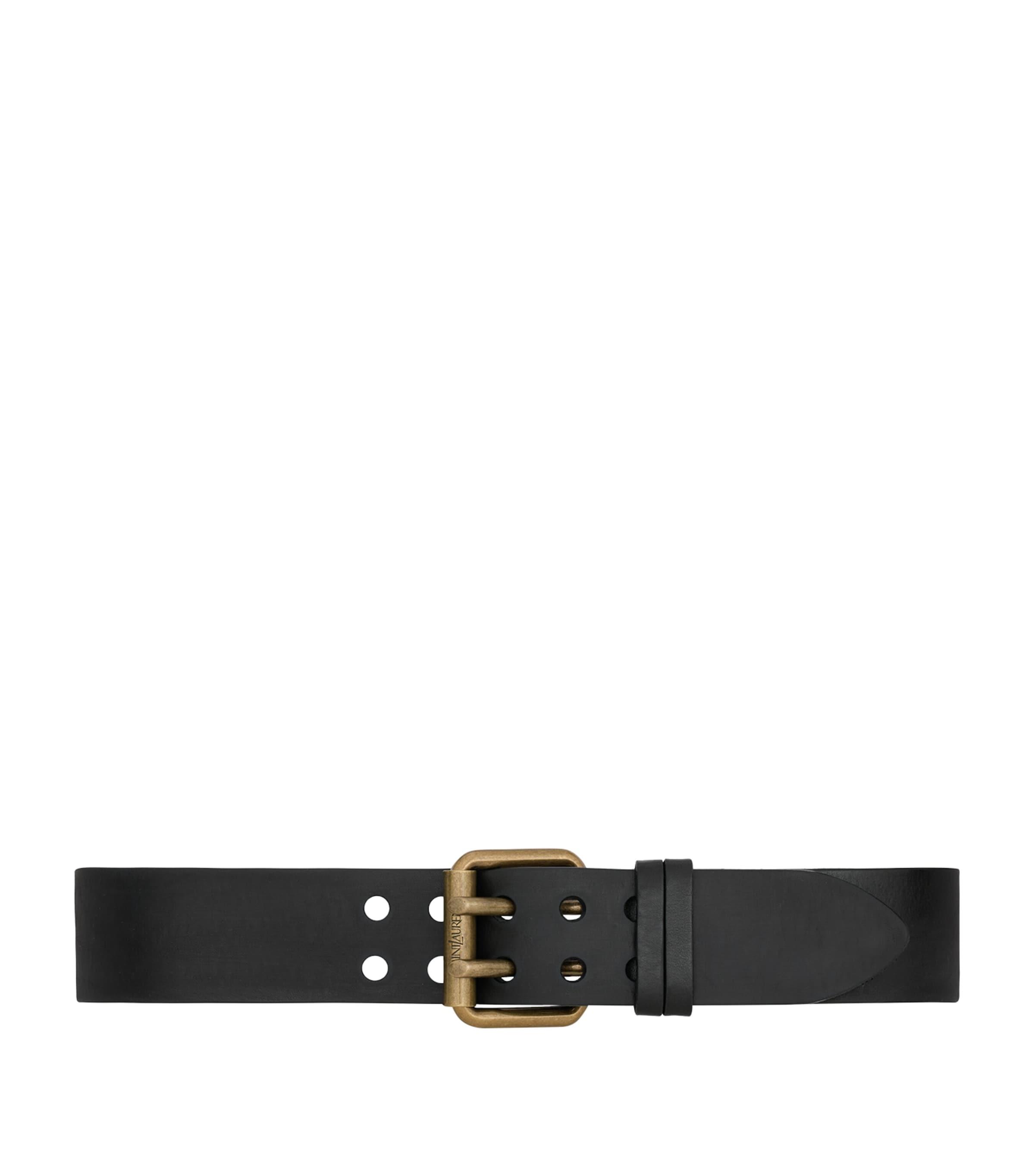 Saint Laurent Calfskin Motorcycle Buckle Belt by SAINT LAURENT