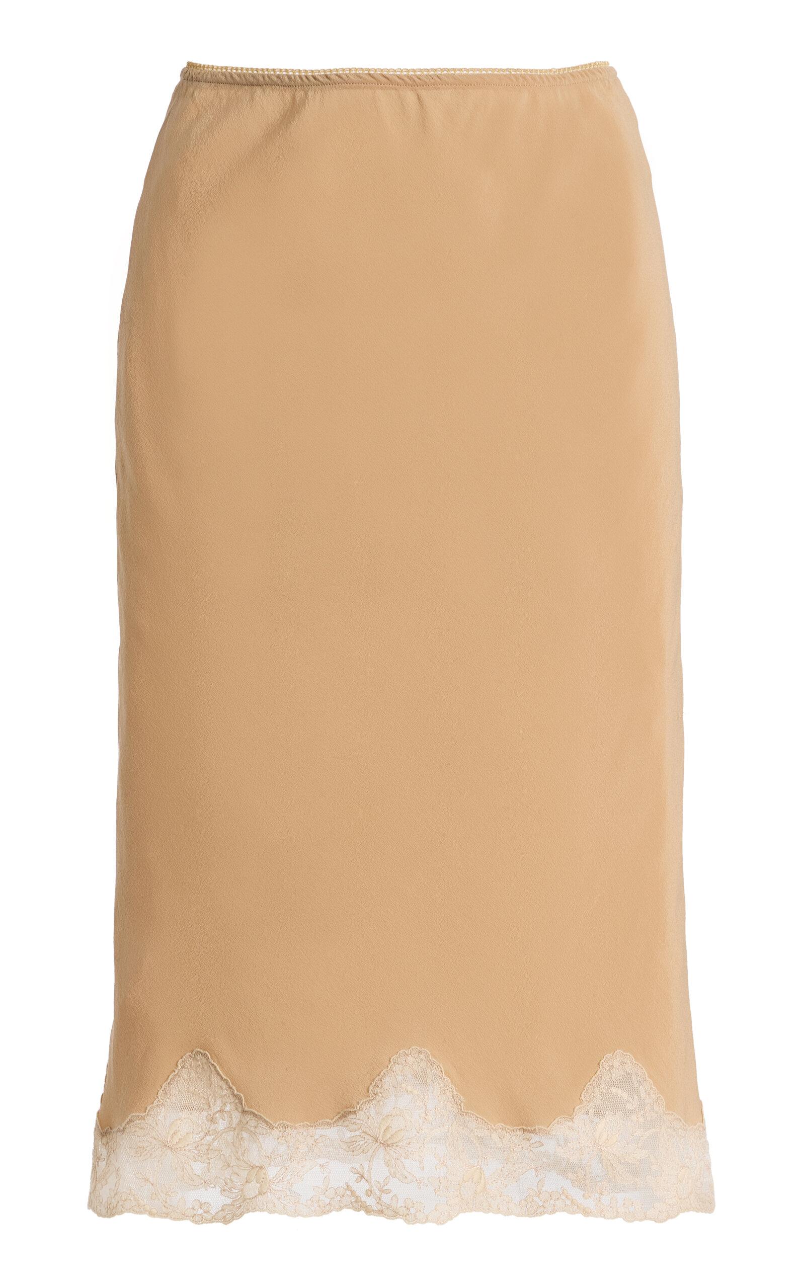 Saint Laurent Lace-Trimmed Silk Midi Slip Skirt - Moda Operandi by SAINT LAURENT