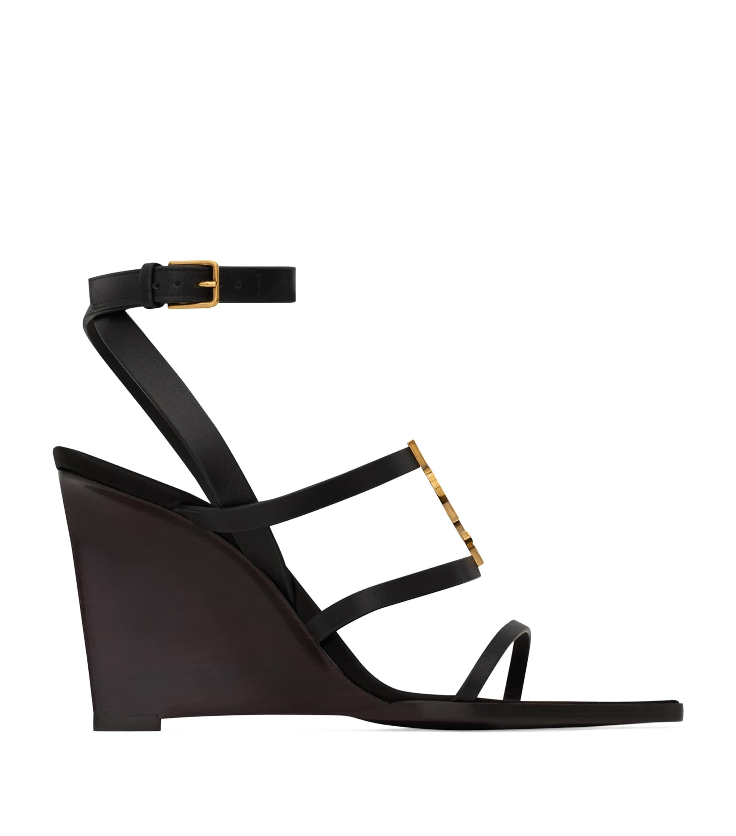 Saint Laurent Leather Cassandra Wedges 90 by SAINT LAURENT