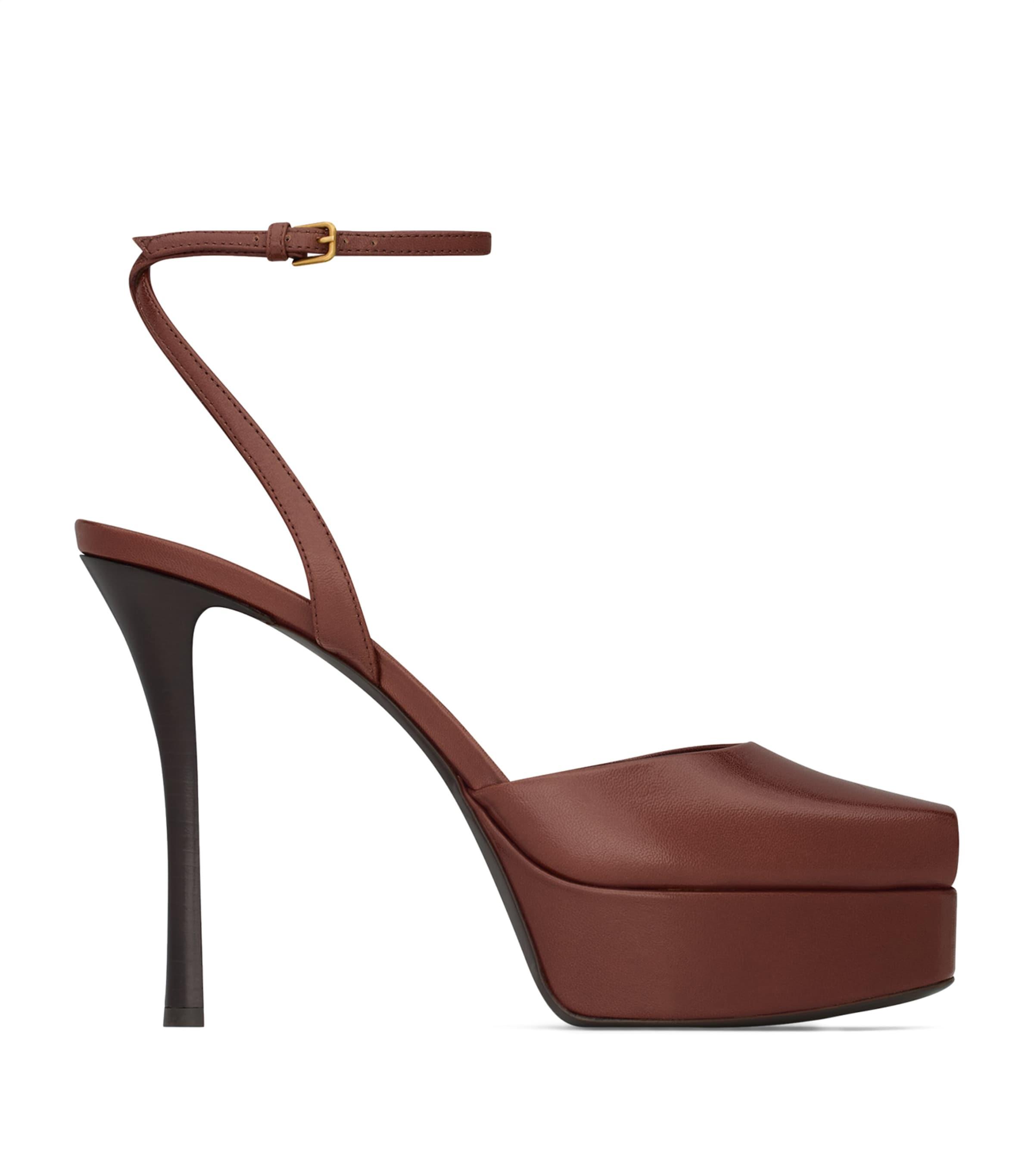 Saint Laurent Leather La Scandale Platform Sandals 85 by SAINT LAURENT