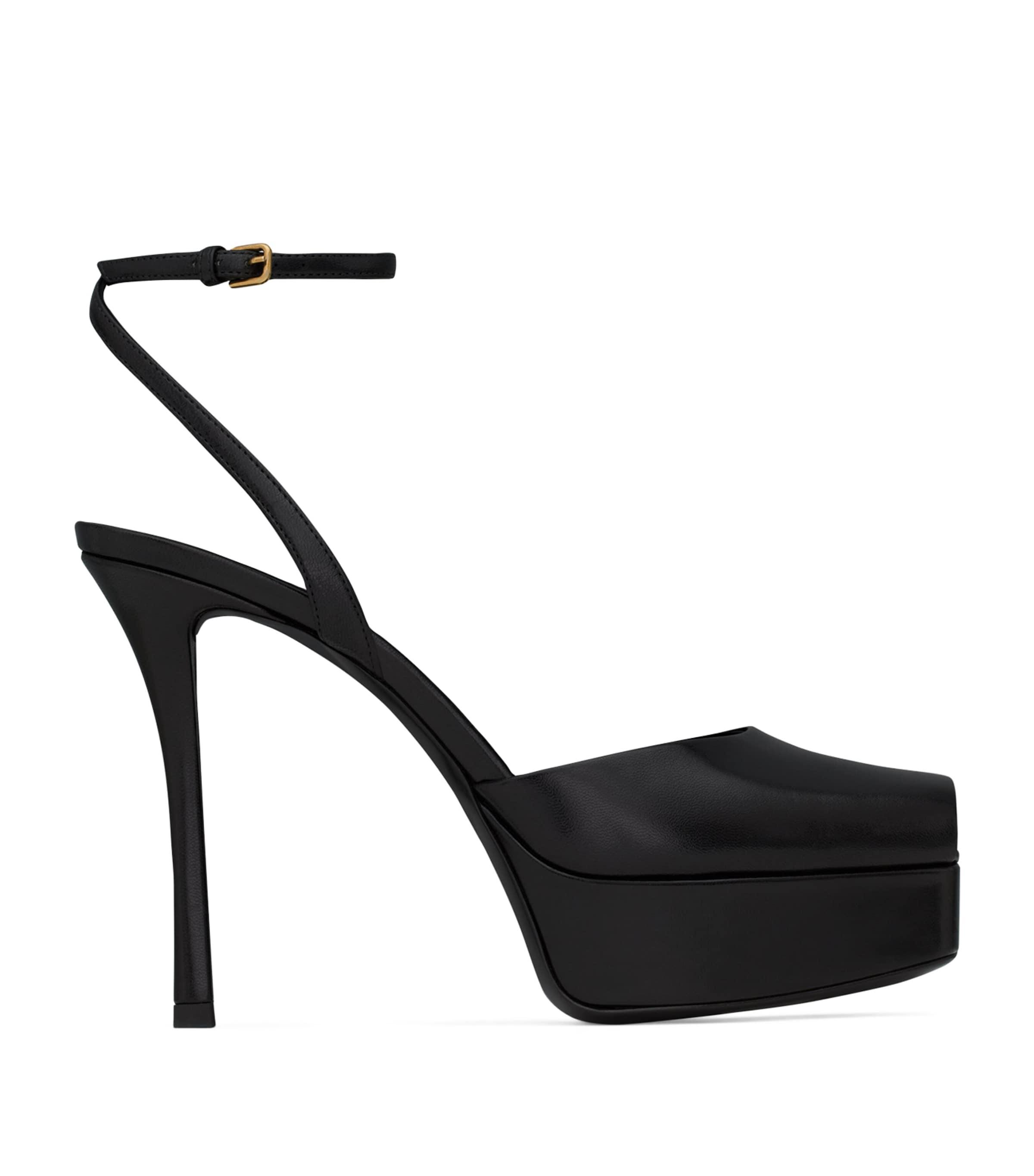 Saint Laurent Leather La Scandale Platform Sandals 85 by SAINT LAURENT