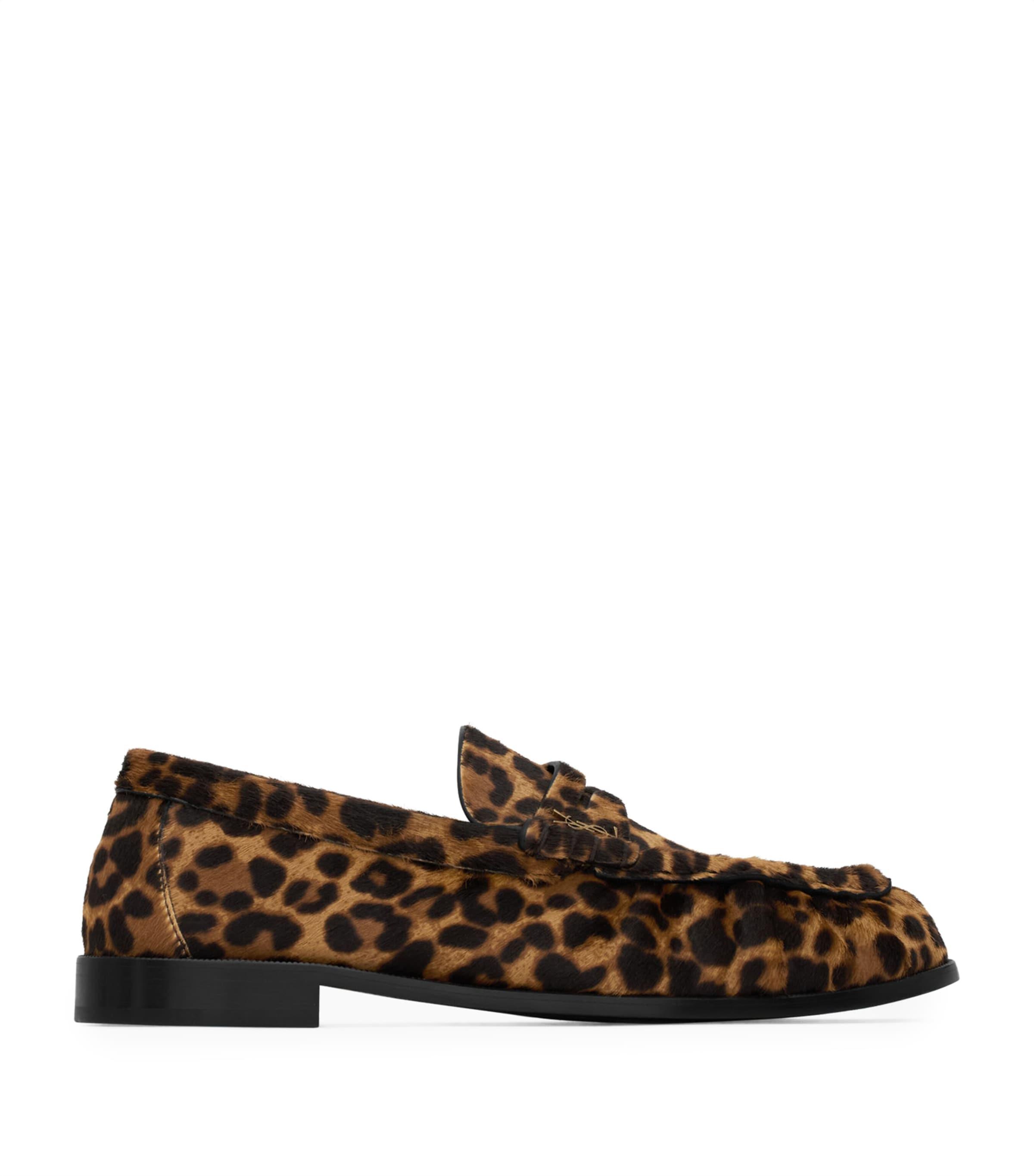 Saint Laurent Leather Leopard Loafers by SAINT LAURENT