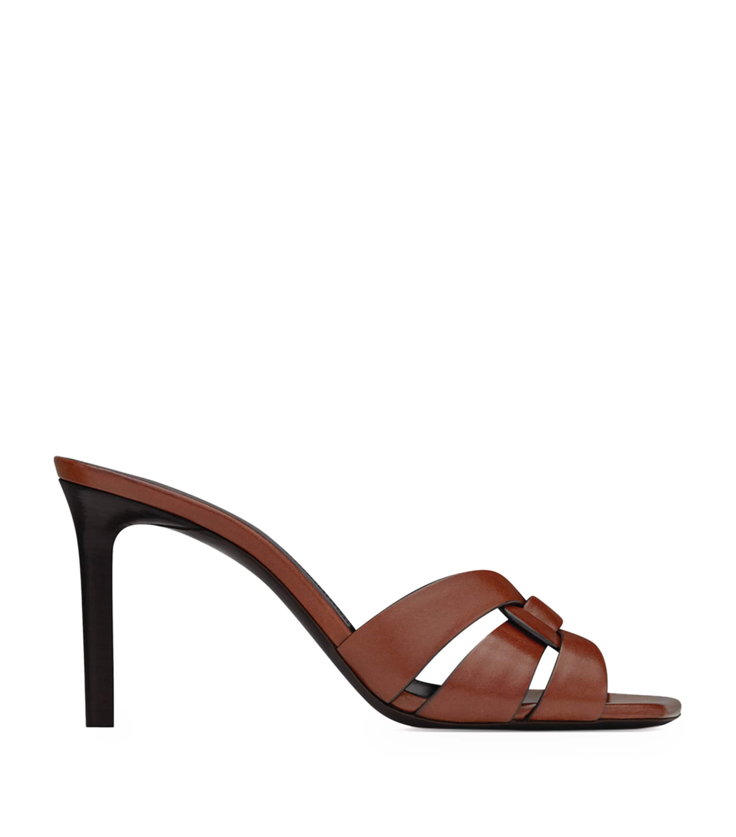 Saint Laurent Leather Tribute Heeled Mules 85 by SAINT LAURENT