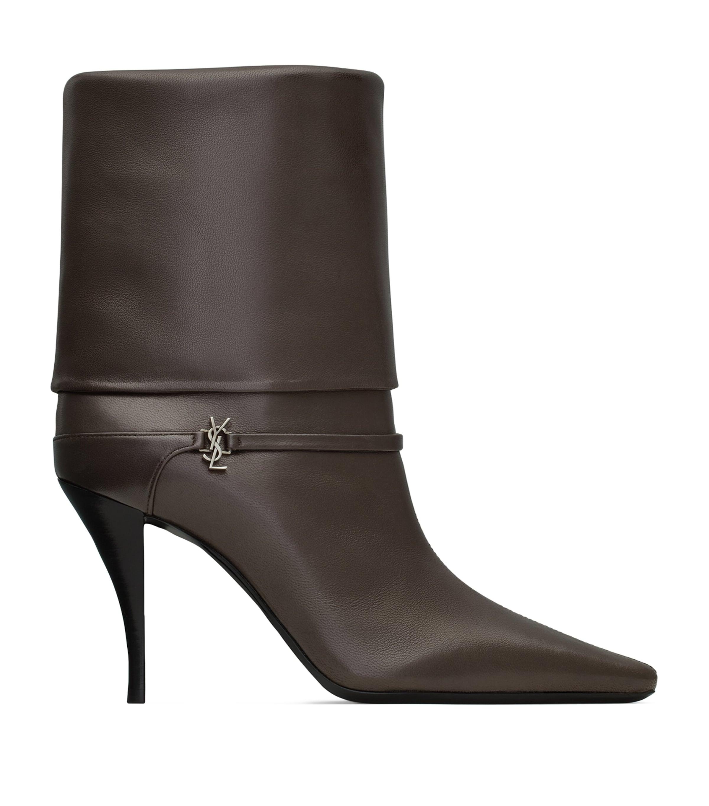 Saint Laurent Leather Vicky Ankle Boots 90 by SAINT LAURENT