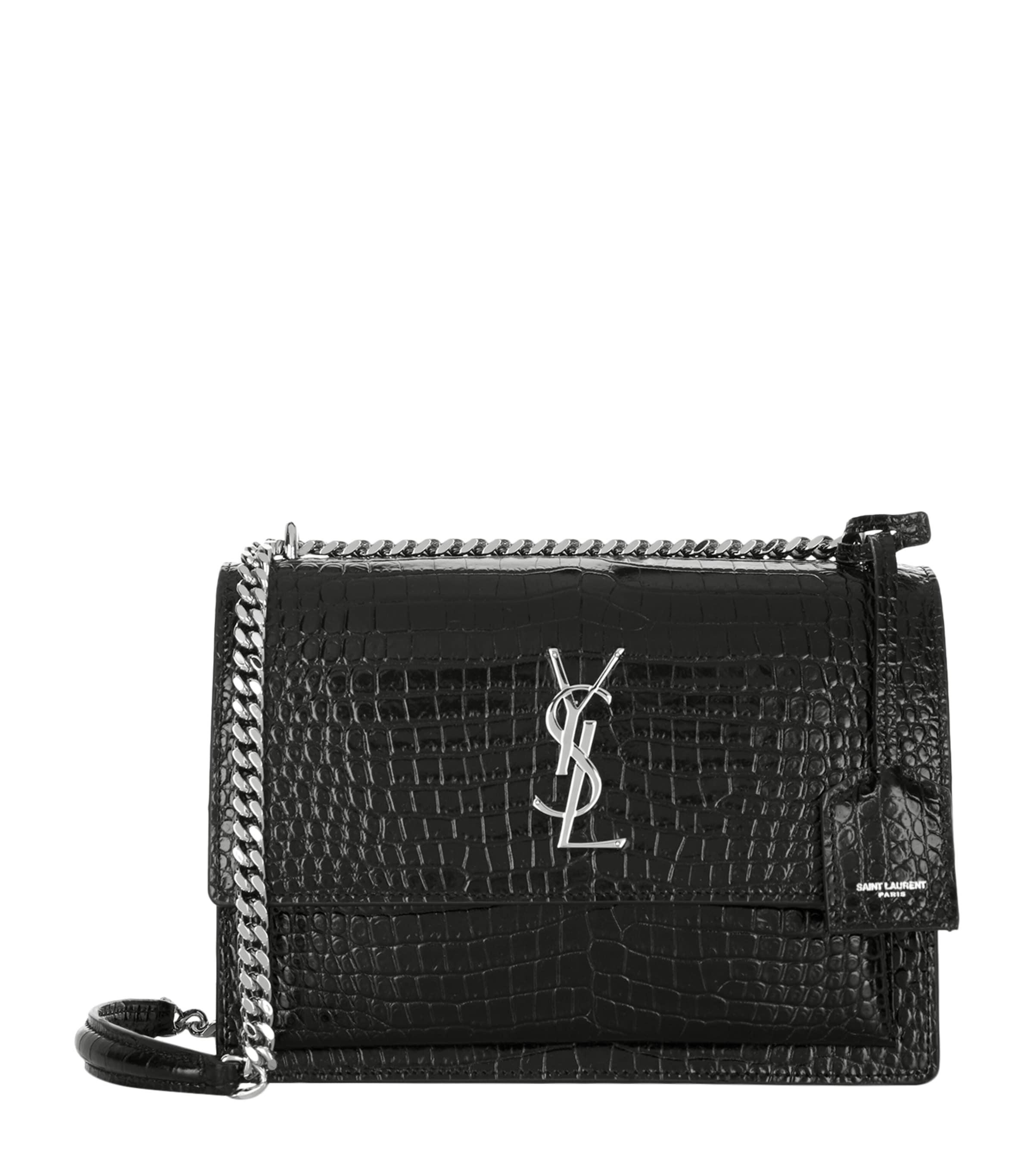 Saint Laurent Medium Sunset Croc-Embossed Shoulder Bag by SAINT LAURENT