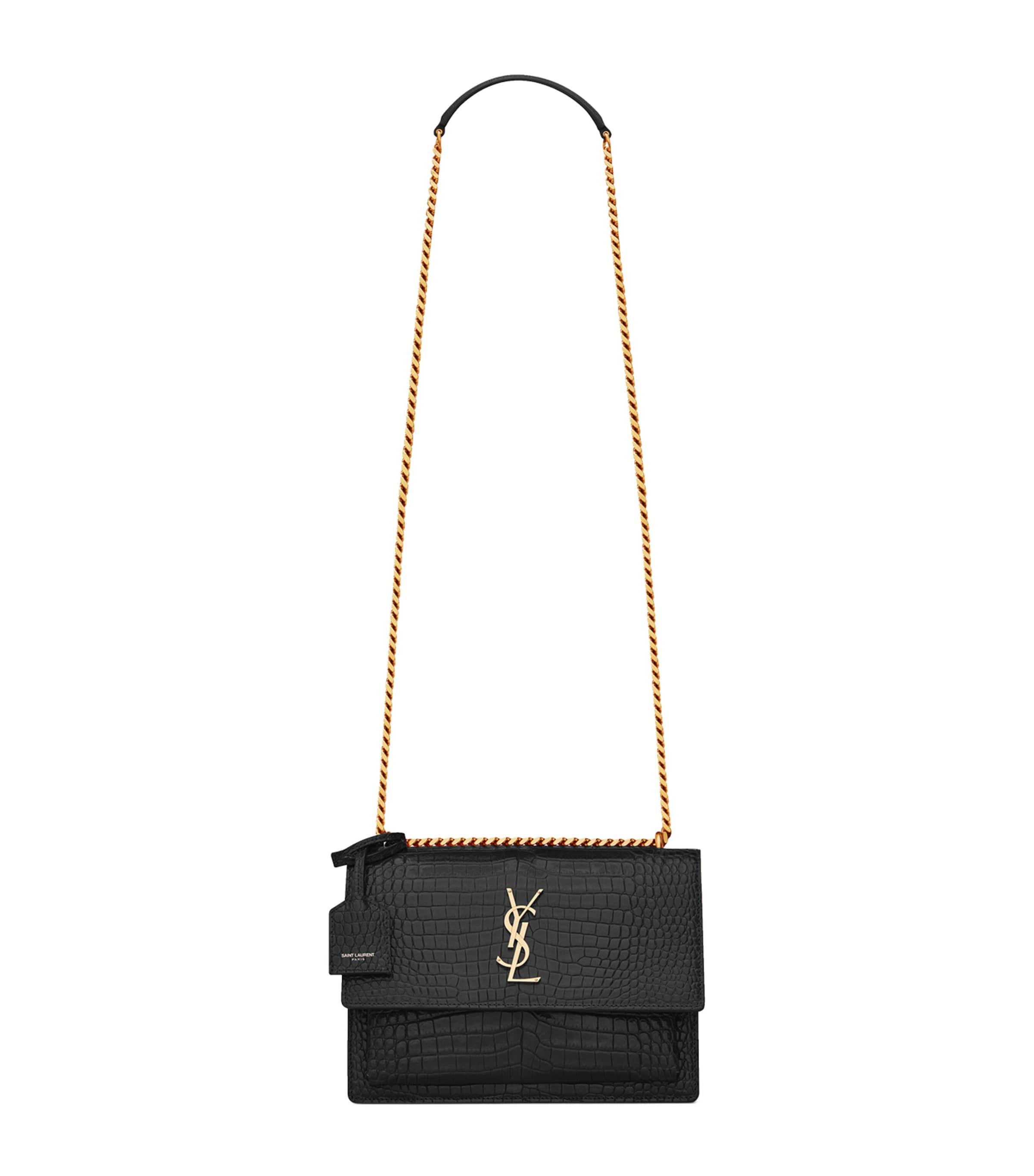 Saint Laurent Medium Sunset Croc-Embossed Shoulder Bag by SAINT LAURENT