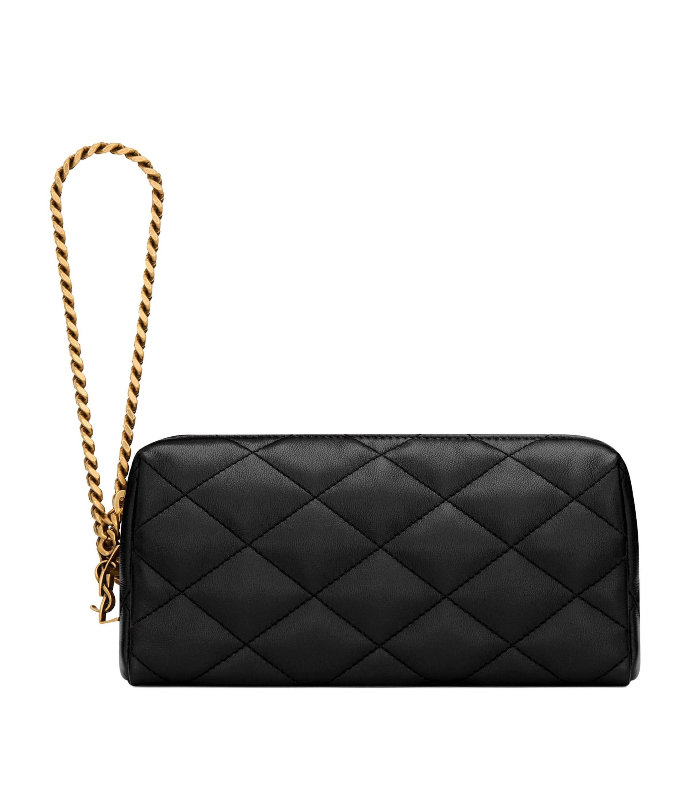 Saint Laurent Quilted Monogram Pouch with Chain by SAINT LAURENT