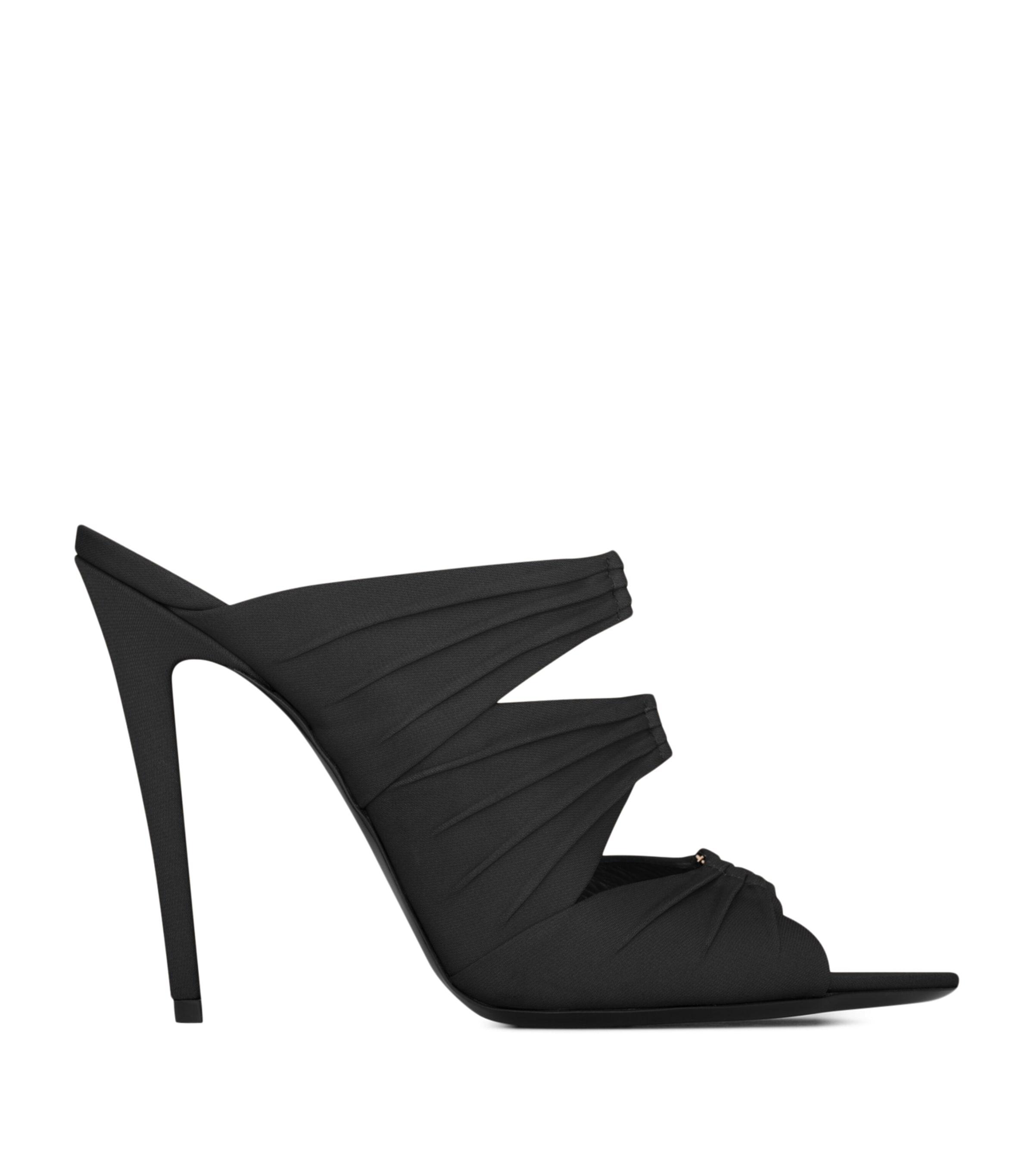 Saint Laurent Satin Crepe Emilie Mules 110 by SAINT LAURENT