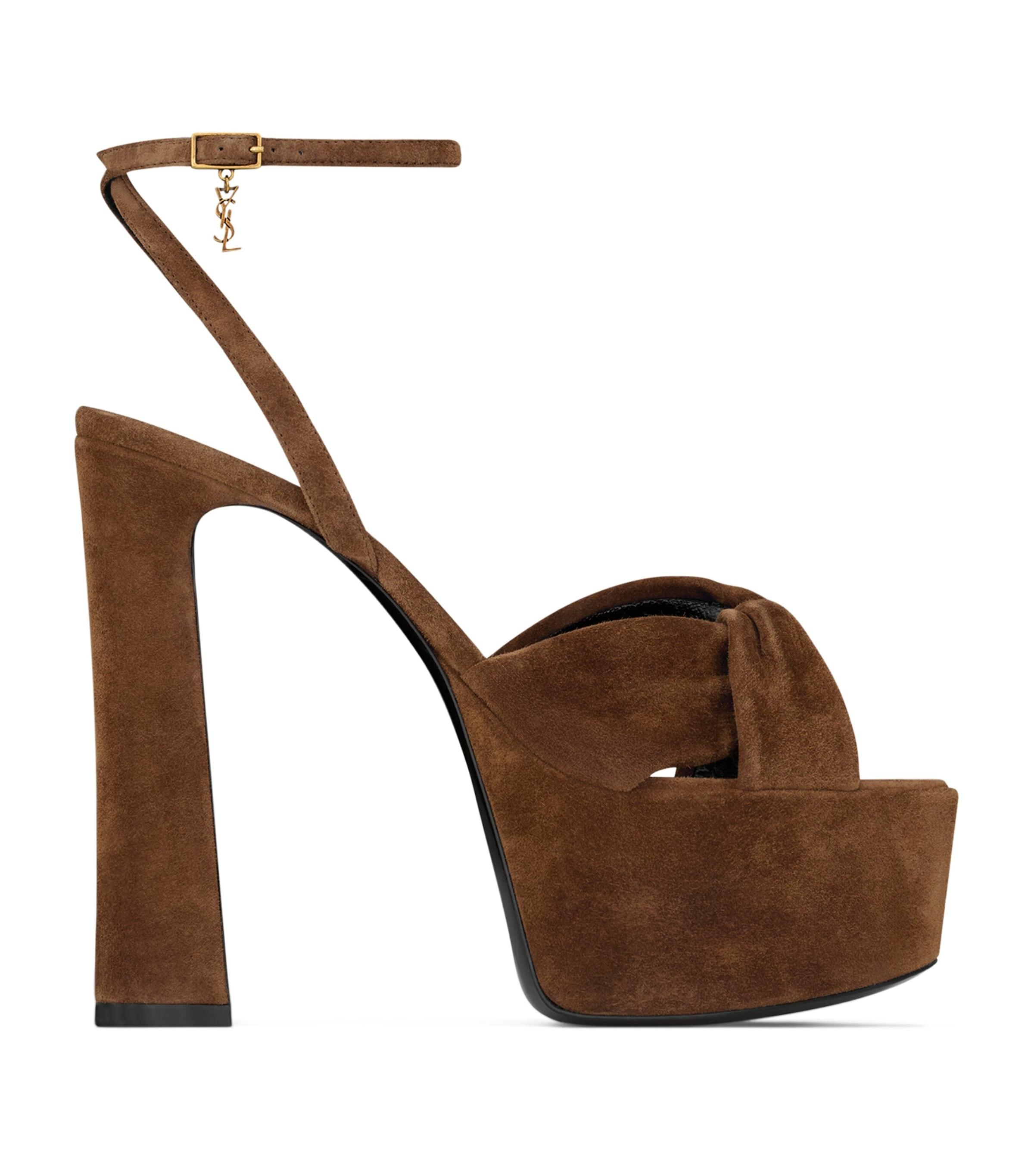 Saint Laurent Suede Franciane Platform Sandals 105 by SAINT LAURENT