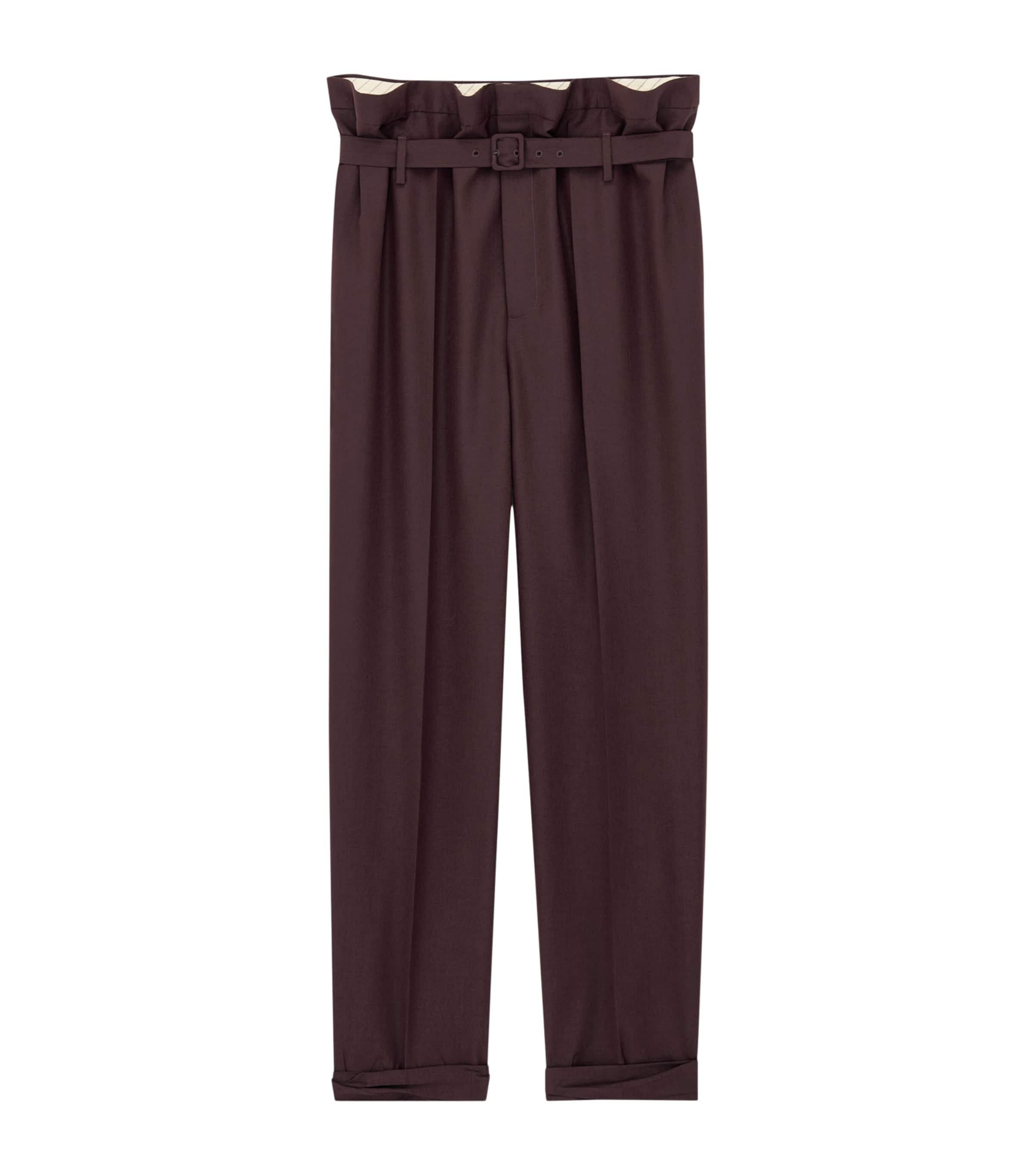 Saint Laurent Virgin Wool Paperbag Slim Trousers by SAINT LAURENT