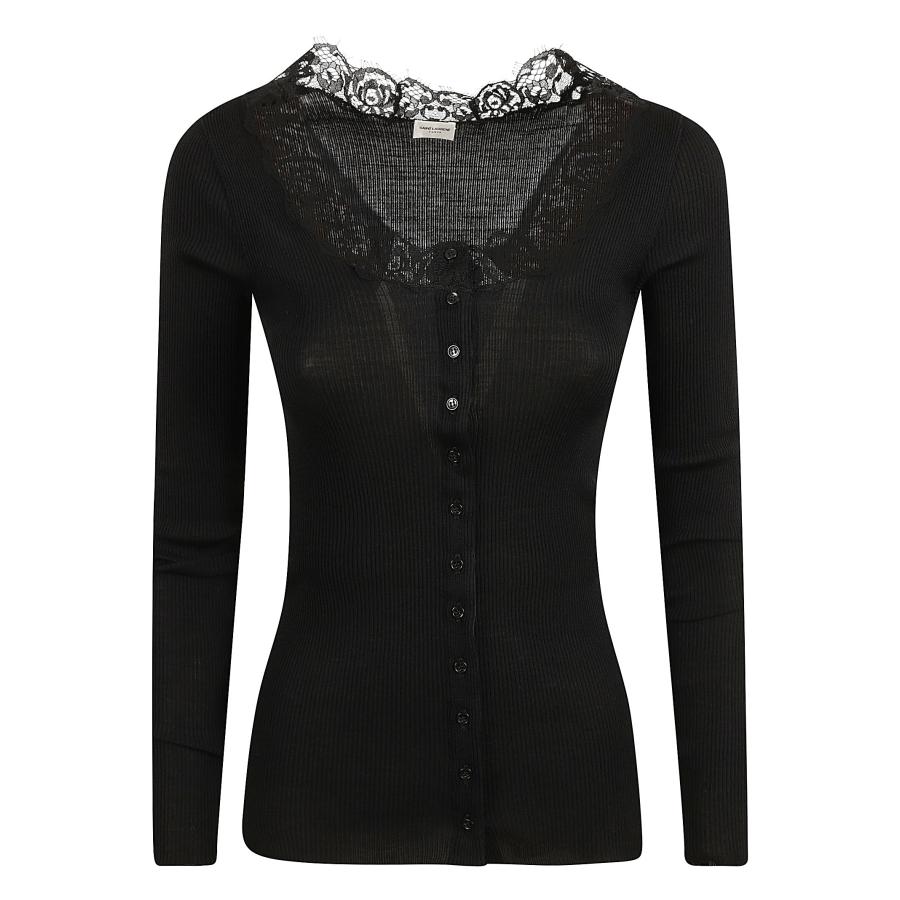 Saint Laurent Womens Scoop Neck Long Sleeve Top by SAINT LAURENT
