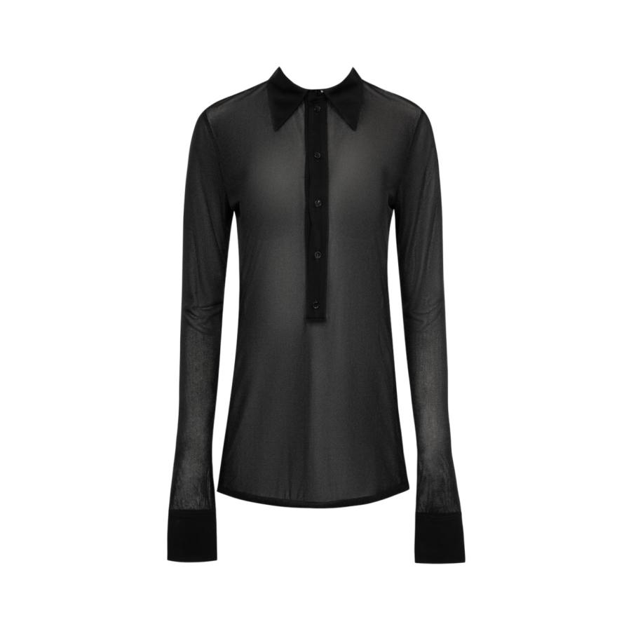 Saint Laurent Womens Sheer Pointed Collar Long Sleeve Shirt by SAINT LAURENT