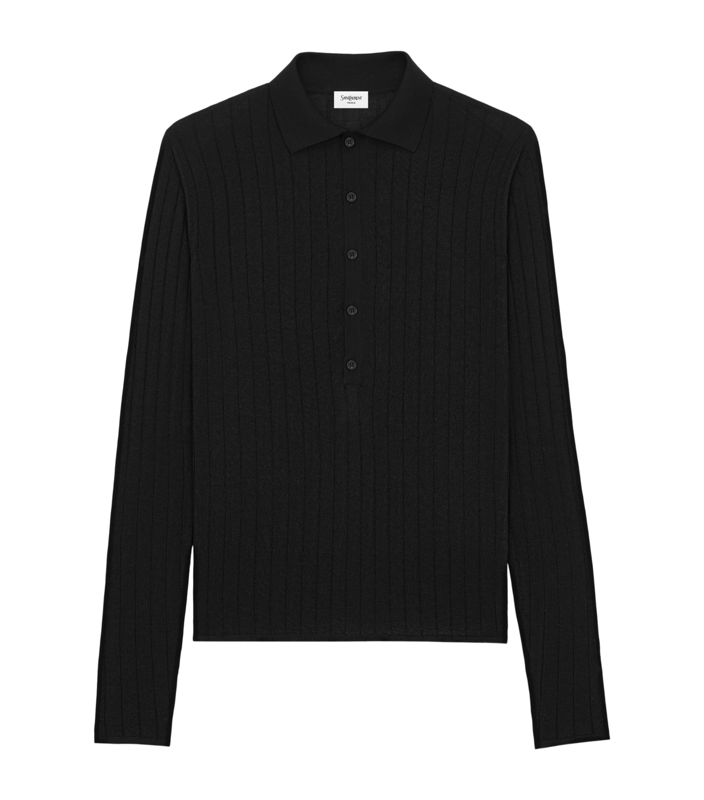 Saint Laurent Wool Long-Sleeve Polo Shirt by SAINT LAURENT