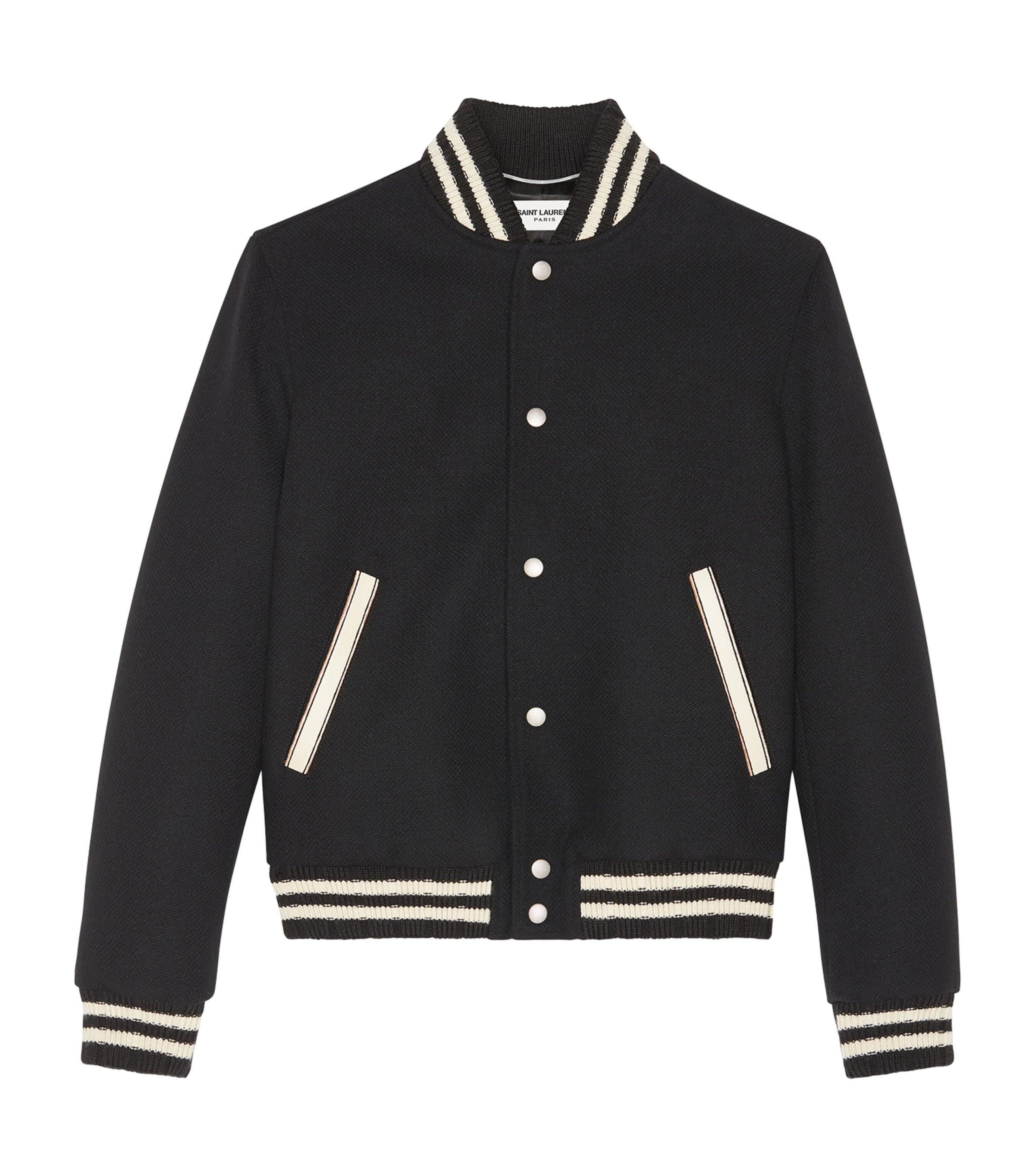 Saint Laurent Wool-Rich Logo Bomber Jacket by SAINT LAURENT