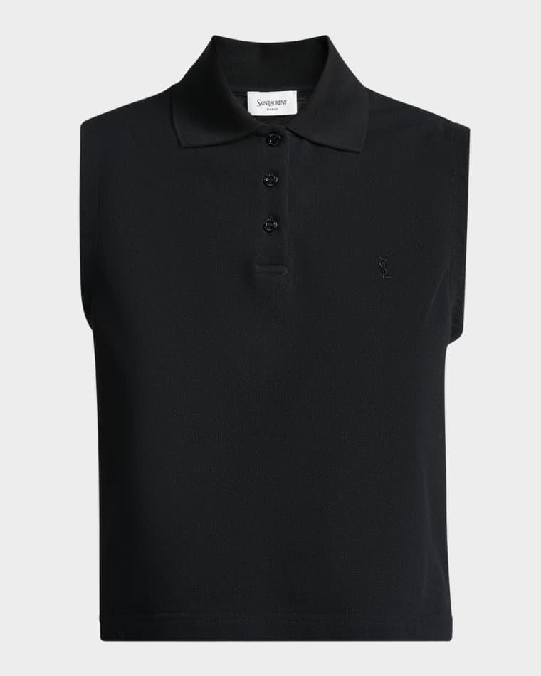 Sleeveless Pique Polo Shirt by SAINT LAURENT