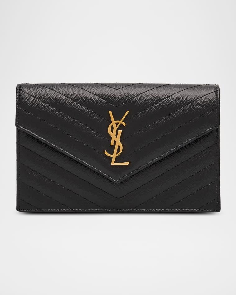 Small YSL Wallet on Chain in Grain Leather by SAINT LAURENT