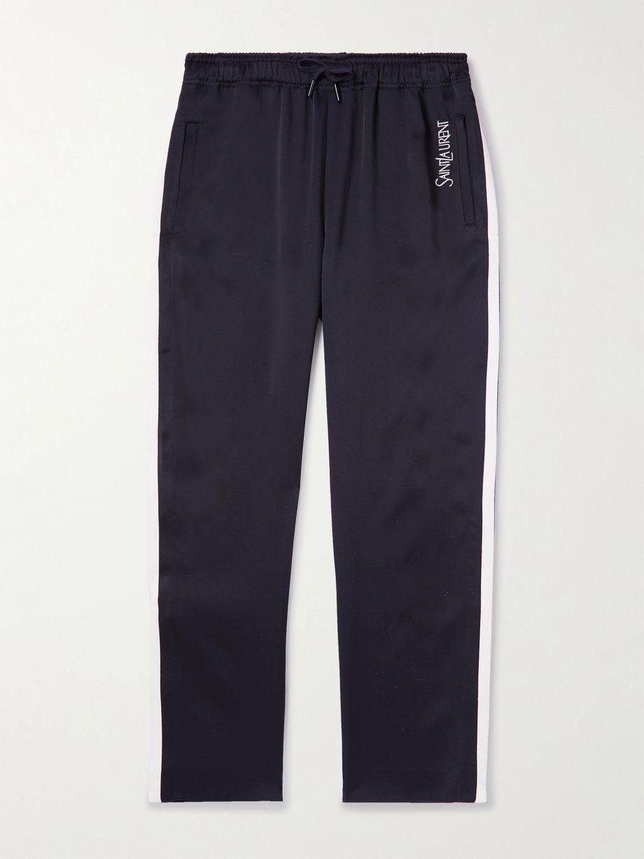 Straight-Leg Piped Satin-Jersey Sweatpants by SAINT LAURENT