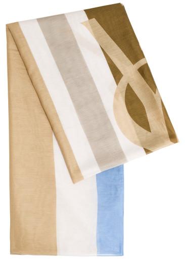Striped logo cotton and silk-blend scarf by SAINT LAURENT