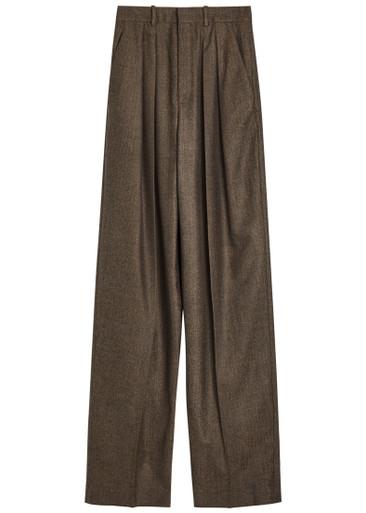 Subtle-chevron straight-leg wool trousers by SAINT LAURENT